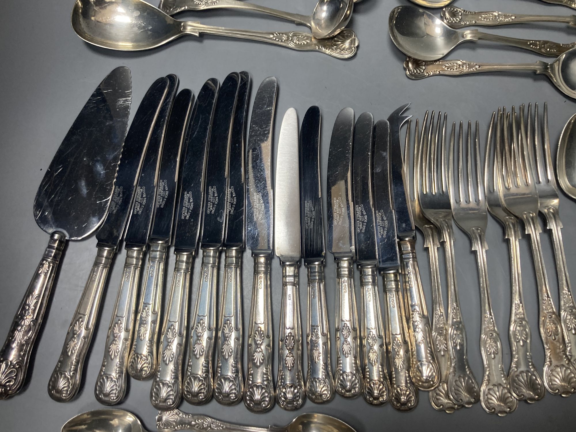A part modern canteen of silver Kings pattern cutlery,